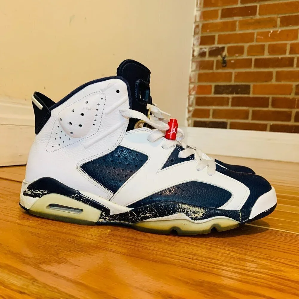 Jordan Retro 6 V1 Retro Olympic 2012 White Blue Size 11 Sneakers 38464-130